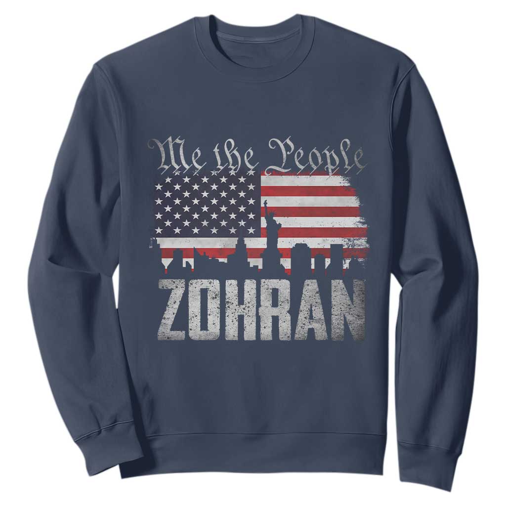 Zohran Mamdani Groovy Flowers Sweatshirt Retro Style TS02 Navy Print Your Wear