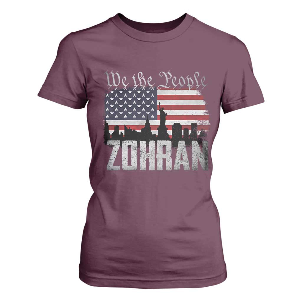 Zohran Mamdani Groovy Flowers T Shirt For Women Retro Style TS02 Maroon Print Your Wear