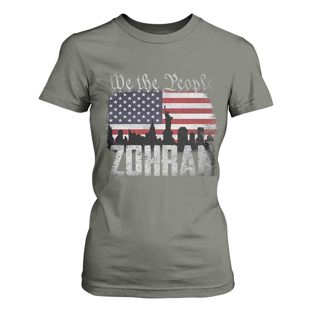 Zohran Mamdani Groovy Flowers T Shirt For Women Retro Style TS02 Military Green Print Your Wear