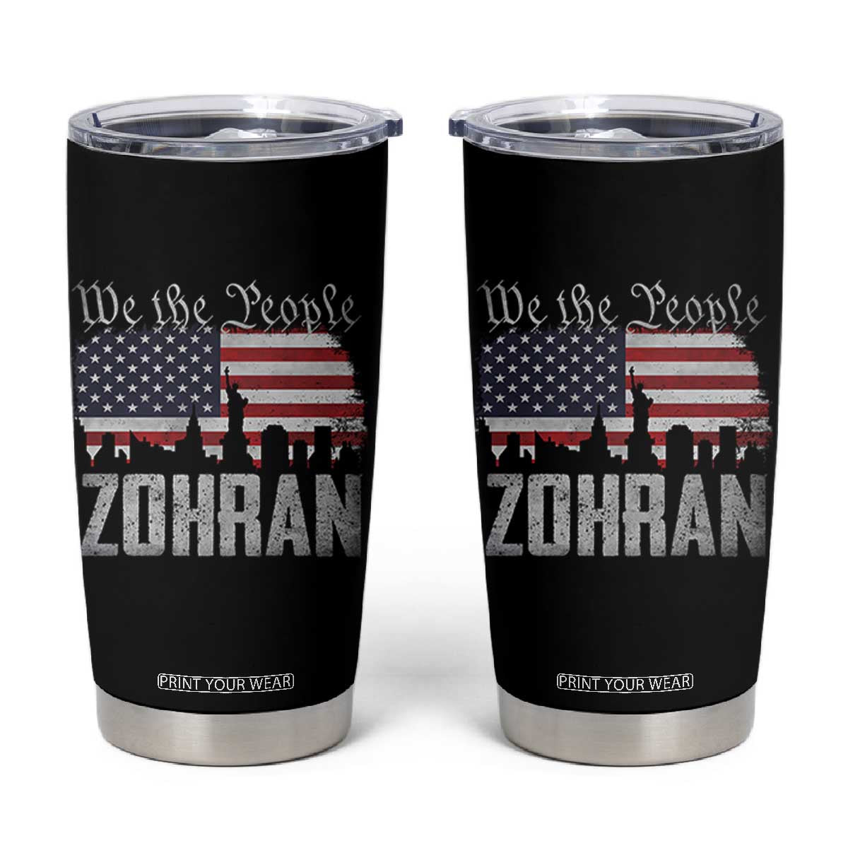 Zohran Mamdani Groovy Flowers Tumbler Cup Retro Style TS02 Black Print Your Wear
