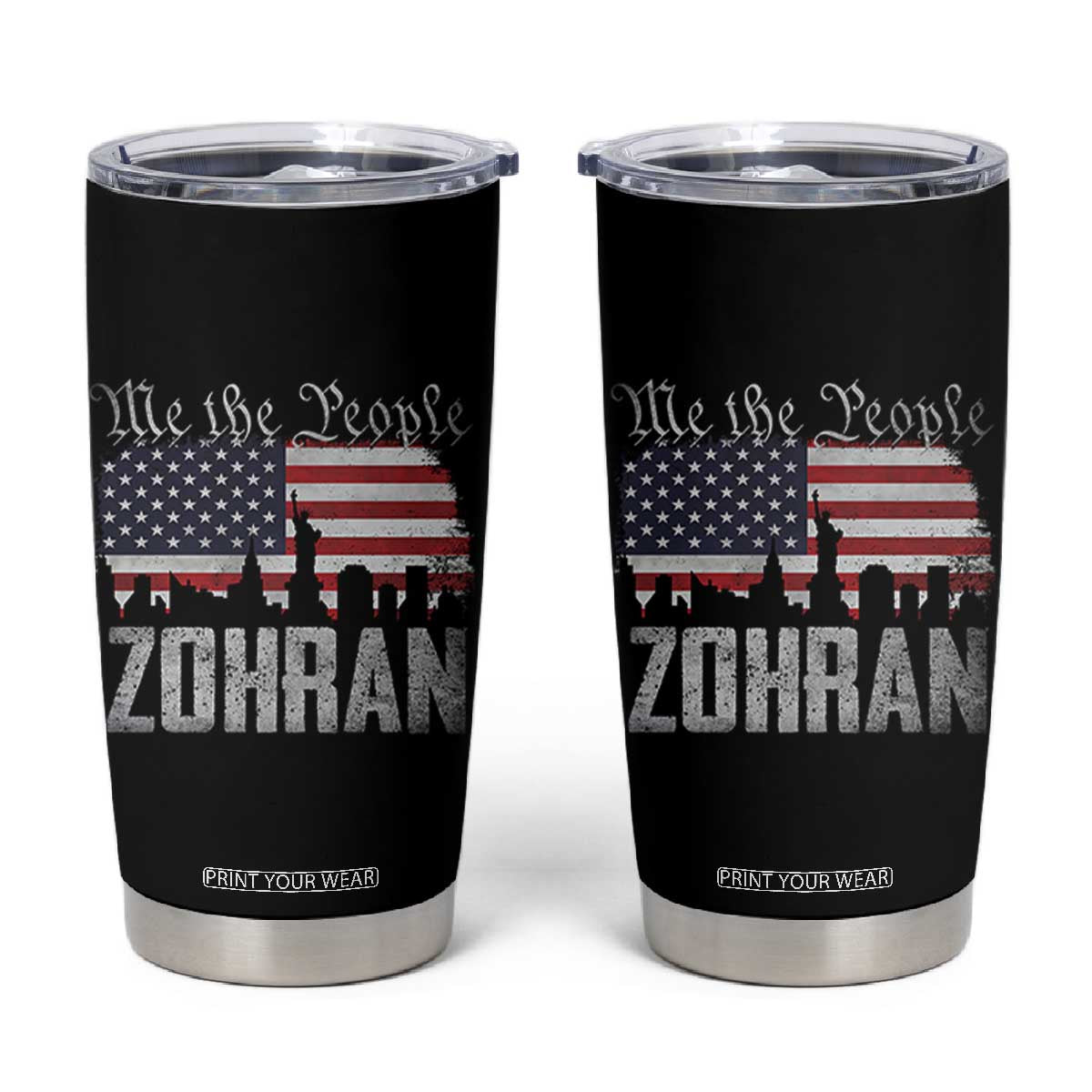 Zohran Mamdani Groovy Flowers Tumbler Cup Retro Style TS02 Black Print Your Wear