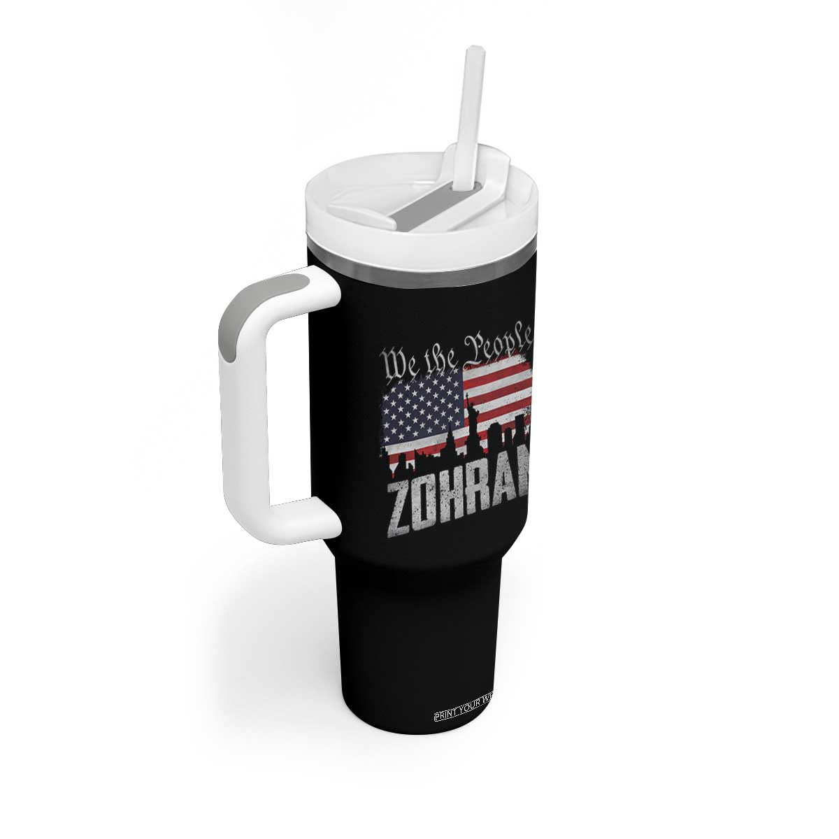 Zohran Mamdani Groovy Flowers Tumbler With Handle Retro Style TS02 Print Your Wear