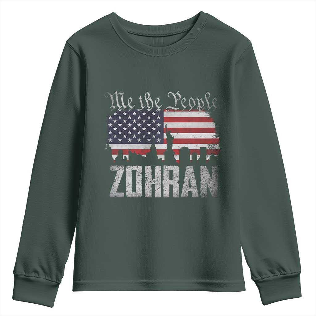 Zohran Mamdani Groovy Flowers Youth Sweatshirt Retro Style TS02 Dark Forest Green Print Your Wear