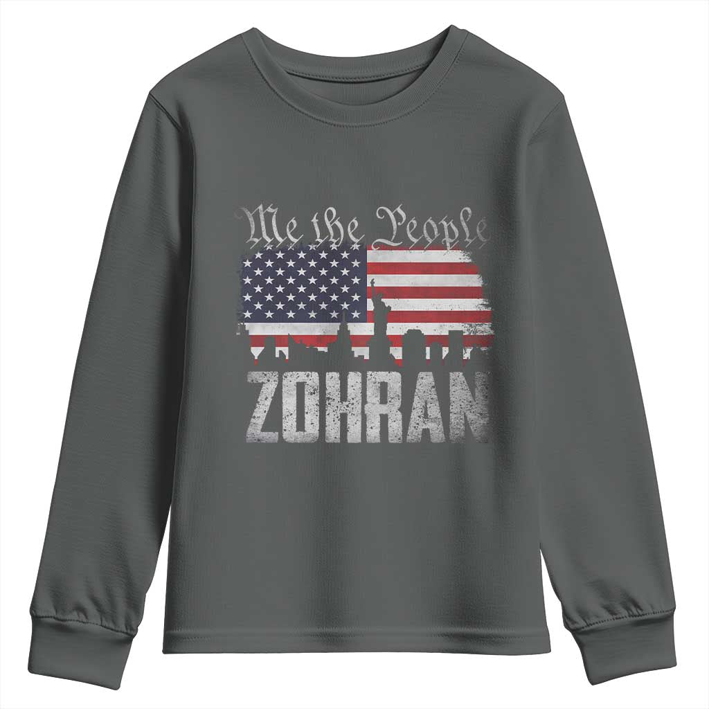 Zohran Mamdani Groovy Flowers Youth Sweatshirt Retro Style TS02 Dark Heather Print Your Wear