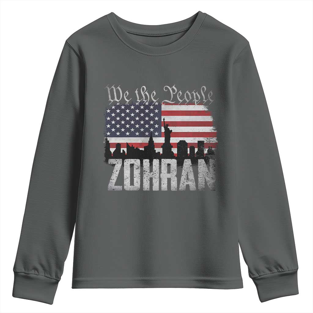Zohran Mamdani Groovy Flowers Youth Sweatshirt Retro Style TS02 Dark Heather Print Your Wear