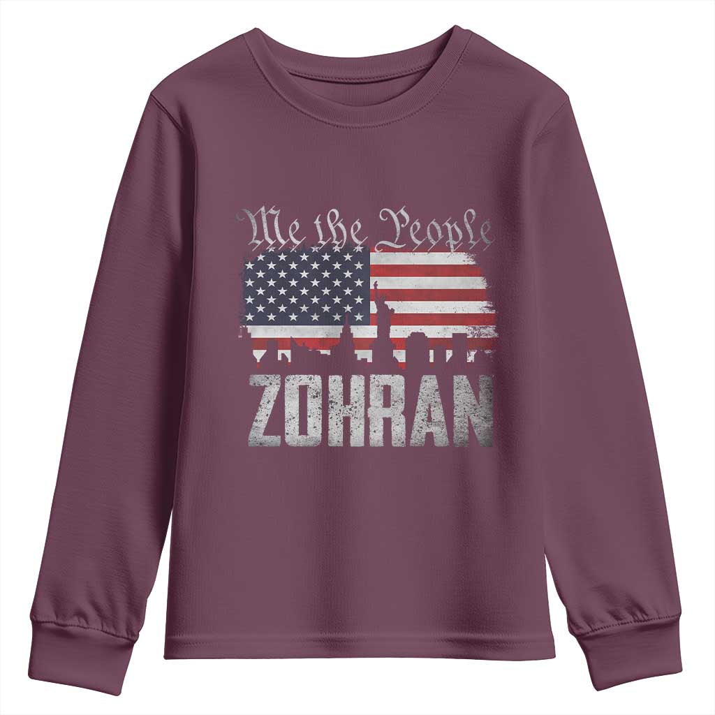 Zohran Mamdani Groovy Flowers Youth Sweatshirt Retro Style TS02 Maroon Print Your Wear