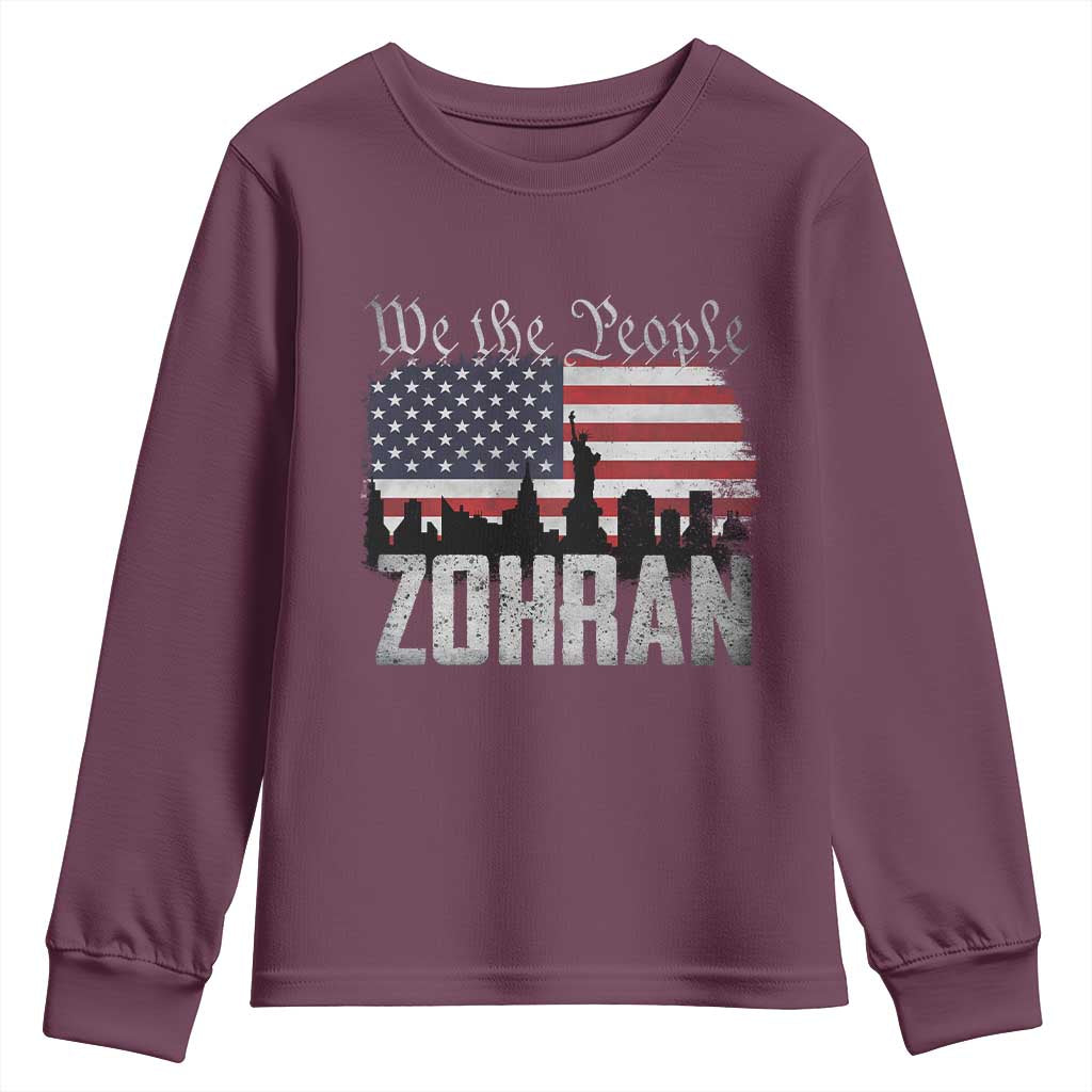 Zohran Mamdani Groovy Flowers Youth Sweatshirt Retro Style TS02 Maroon Print Your Wear