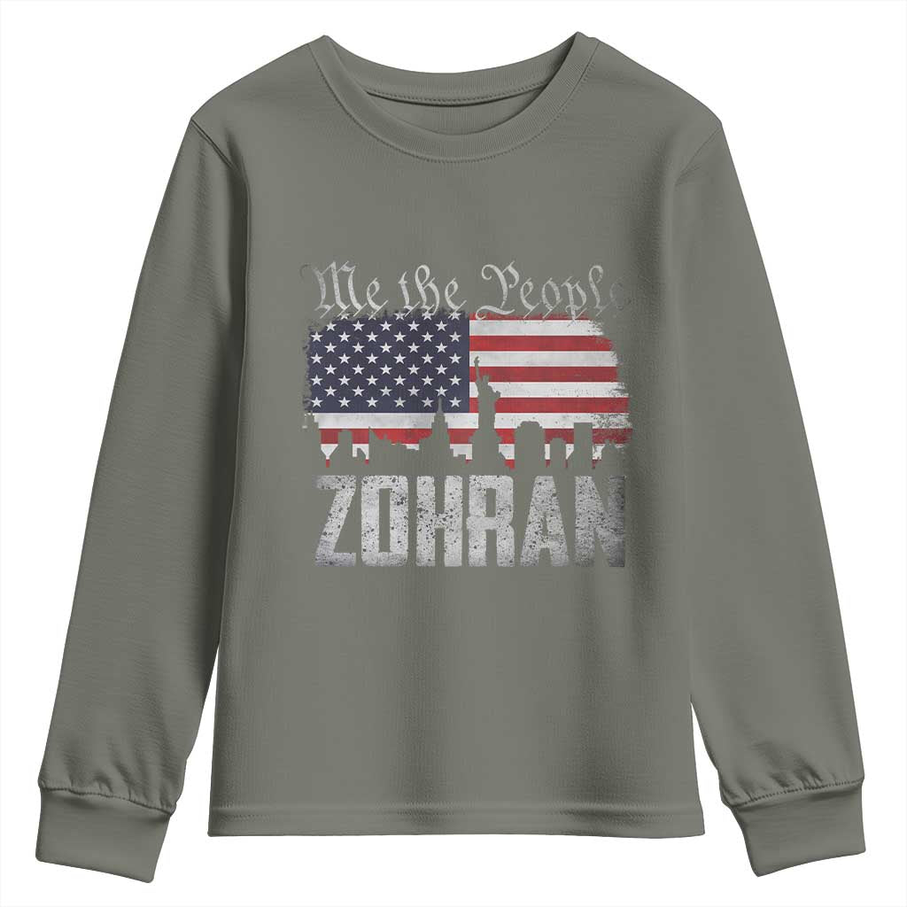 Zohran Mamdani Groovy Flowers Youth Sweatshirt Retro Style TS02 Military Green Print Your Wear