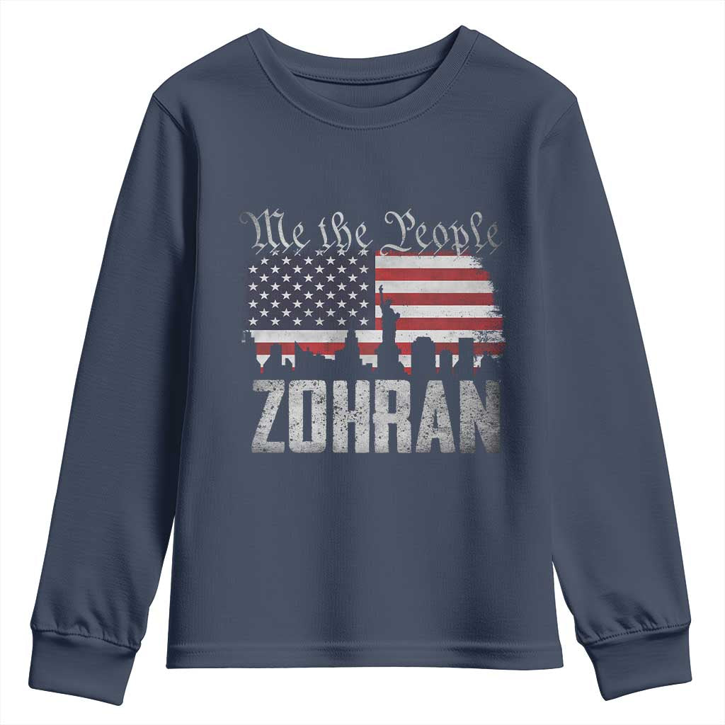 Zohran Mamdani Groovy Flowers Youth Sweatshirt Retro Style TS02 Navy Print Your Wear
