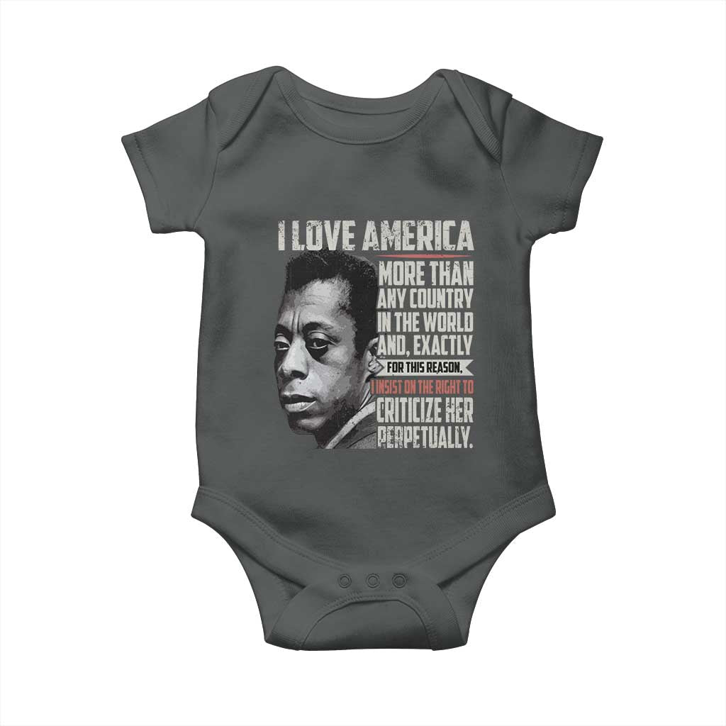 James Baldwin American Patriotic Baby Onesie I Love America More Than Any Country TS02 Dark Heather Print Your Wear