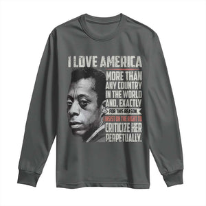 James Baldwin American Patriotic Long Sleeve Shirt I Love America More Than Any Country TS02 Dark Heather Print Your Wear