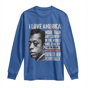 James Baldwin American Patriotic Long Sleeve Shirt I Love America More Than Any Country TS02 Royal Blue Print Your Wear