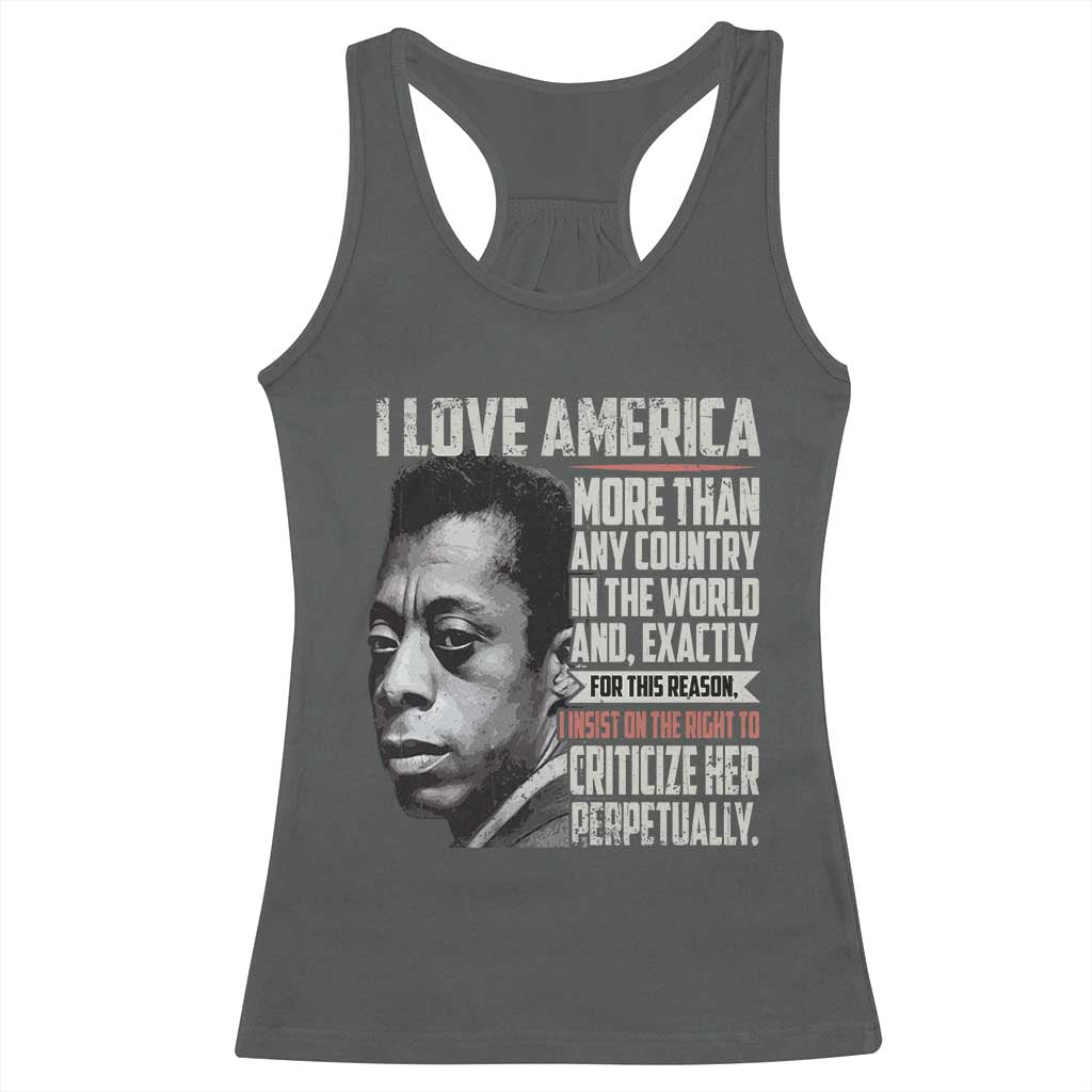 James Baldwin American Patriotic Racerback Tank Top I Love America More Than Any Country TS02 Dark Heather Print Your Wear