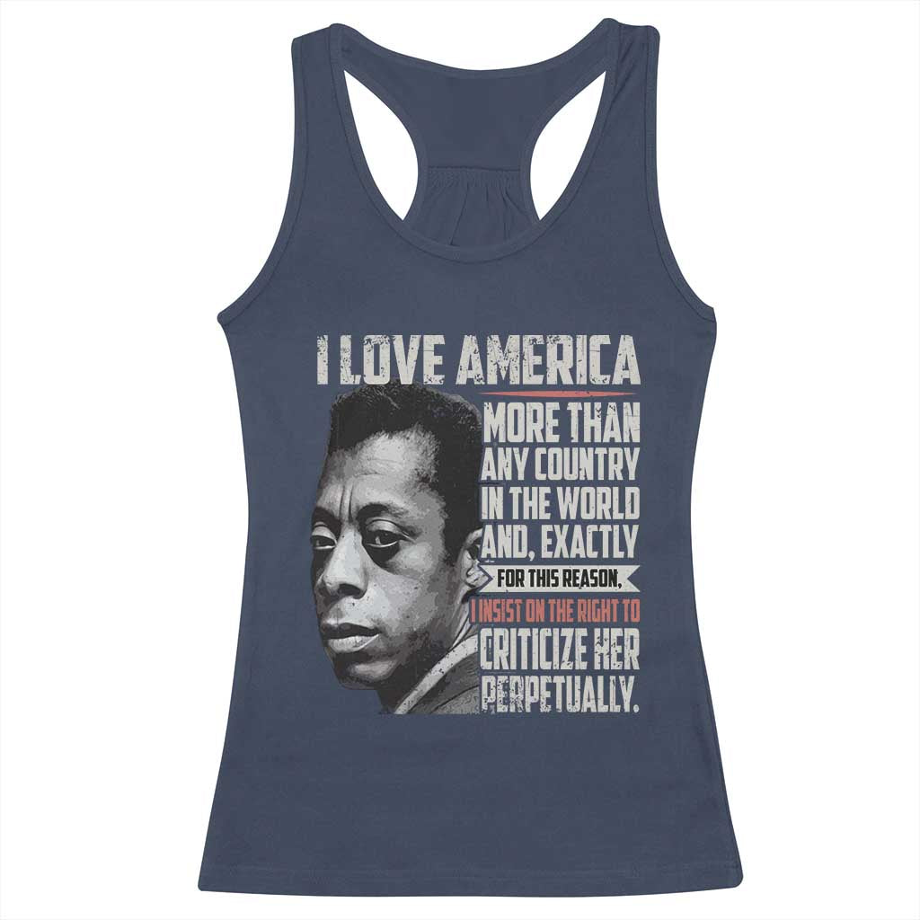 James Baldwin American Patriotic Racerback Tank Top I Love America More Than Any Country TS02 Navy Print Your Wear
