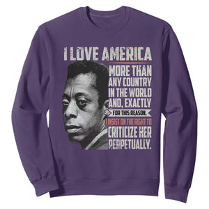 James Baldwin American Patriotic Sweatshirt I Love America More Than Any Country TS02 Purple Print Your Wear