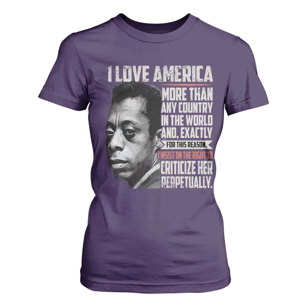 James Baldwin American Patriotic T Shirt For Women I Love America More Than Any Country TS02 Purple Print Your Wear