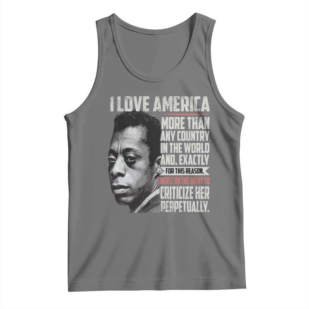 James Baldwin American Patriotic Tank Top I Love America More Than Any Country TS02 Black Heather Print Your Wear