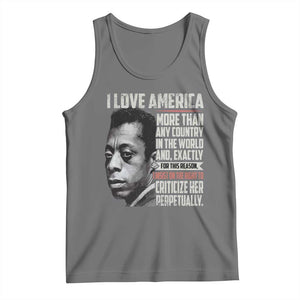 James Baldwin American Patriotic Tank Top I Love America More Than Any Country TS02 Black Heather Print Your Wear