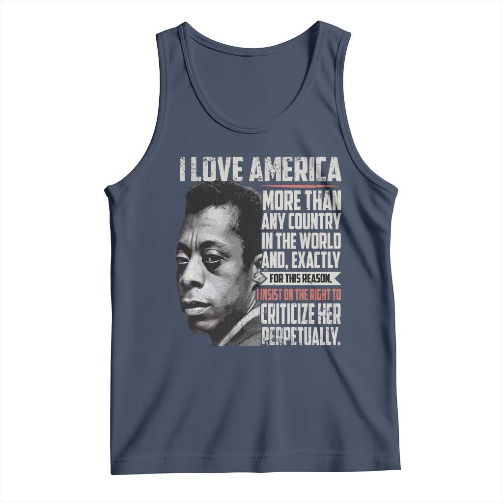 James Baldwin American Patriotic Tank Top I Love America More Than Any Country TS02 Navy Print Your Wear