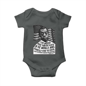 James Baldwin American Patriotic Baby Onesie I Love America More Than Any Country American Flag TS02 Dark Heather Print Your Wear