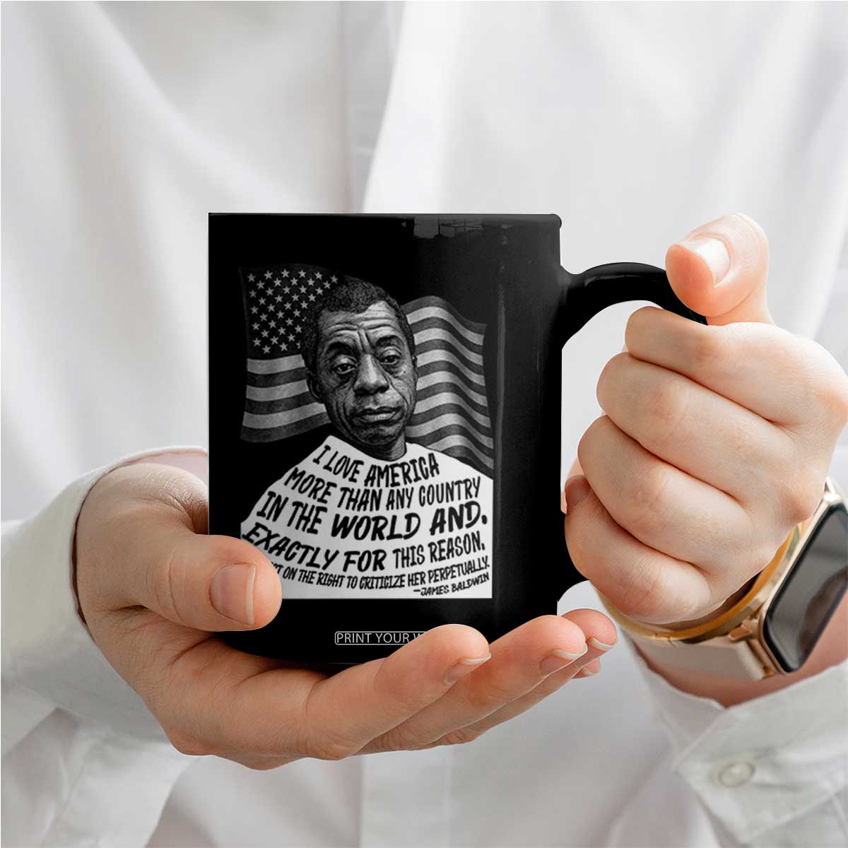 James Baldwin American Patriotic Coffee Mug I Love America More Than Any Country American Flag TS02 Print Your Wear