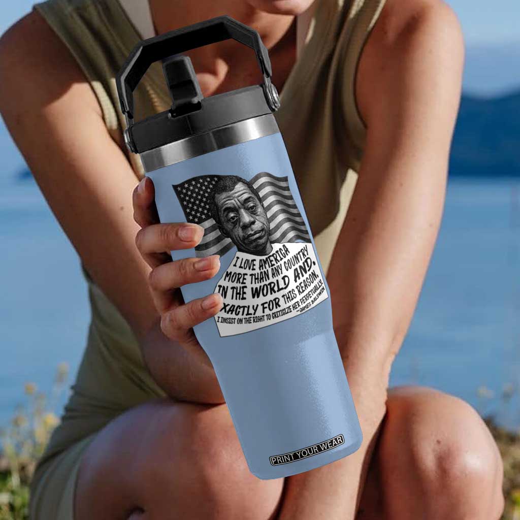 James Baldwin American Patriotic Flip Straw Tumbler I Love America More Than Any Country American Flag TS02 One Size: 30 oz Light Blue Print Your Wear