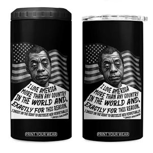 James Baldwin American Patriotic 4 in 1 Can Cooler Tumbler I Love America More Than Any Country American Flag TS02 One Size: 16 oz Black Print Your Wear