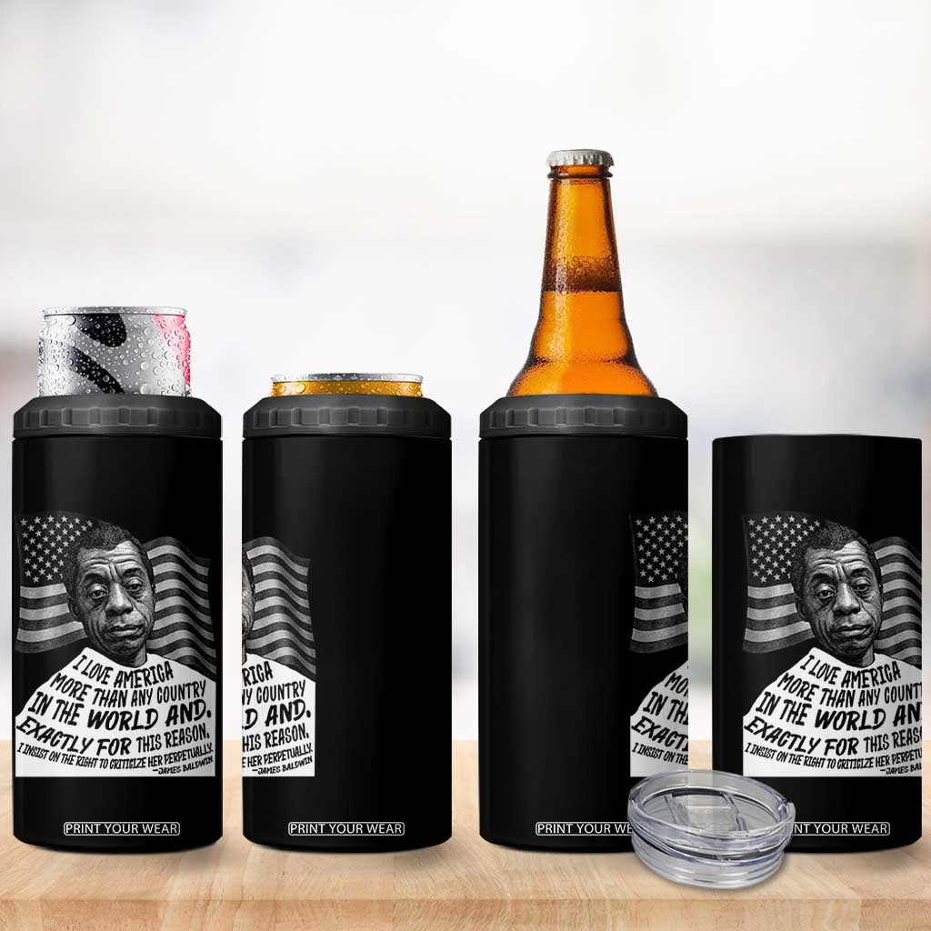 James Baldwin American Patriotic 4 in 1 Can Cooler Tumbler I Love America More Than Any Country American Flag TS02 Print Your Wear