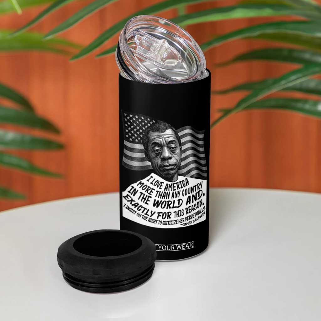 James Baldwin American Patriotic 4 in 1 Can Cooler Tumbler I Love America More Than Any Country American Flag TS02 Print Your Wear