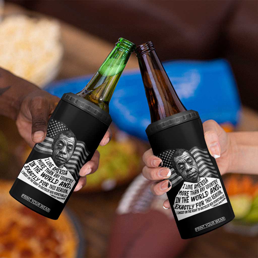 James Baldwin American Patriotic 4 in 1 Can Cooler Tumbler I Love America More Than Any Country American Flag TS02 Print Your Wear