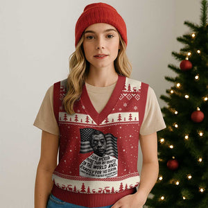 James Baldwin American Patriotic V-Neck Knit Sweater Vest I Love America More Than Any Country American Flag TS02 Red Beige Print Your Wear