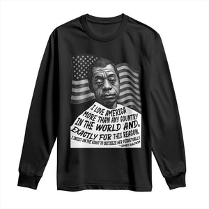 James Baldwin American Patriotic Long Sleeve Shirt I Love America More Than Any Country American Flag TS02 Black Print Your Wear