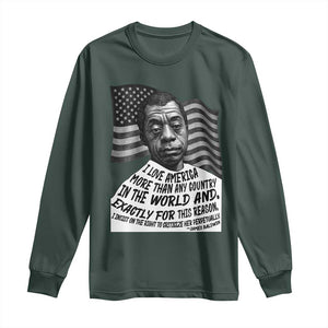 James Baldwin American Patriotic Long Sleeve Shirt I Love America More Than Any Country American Flag TS02 Dark Forest Green Print Your Wear