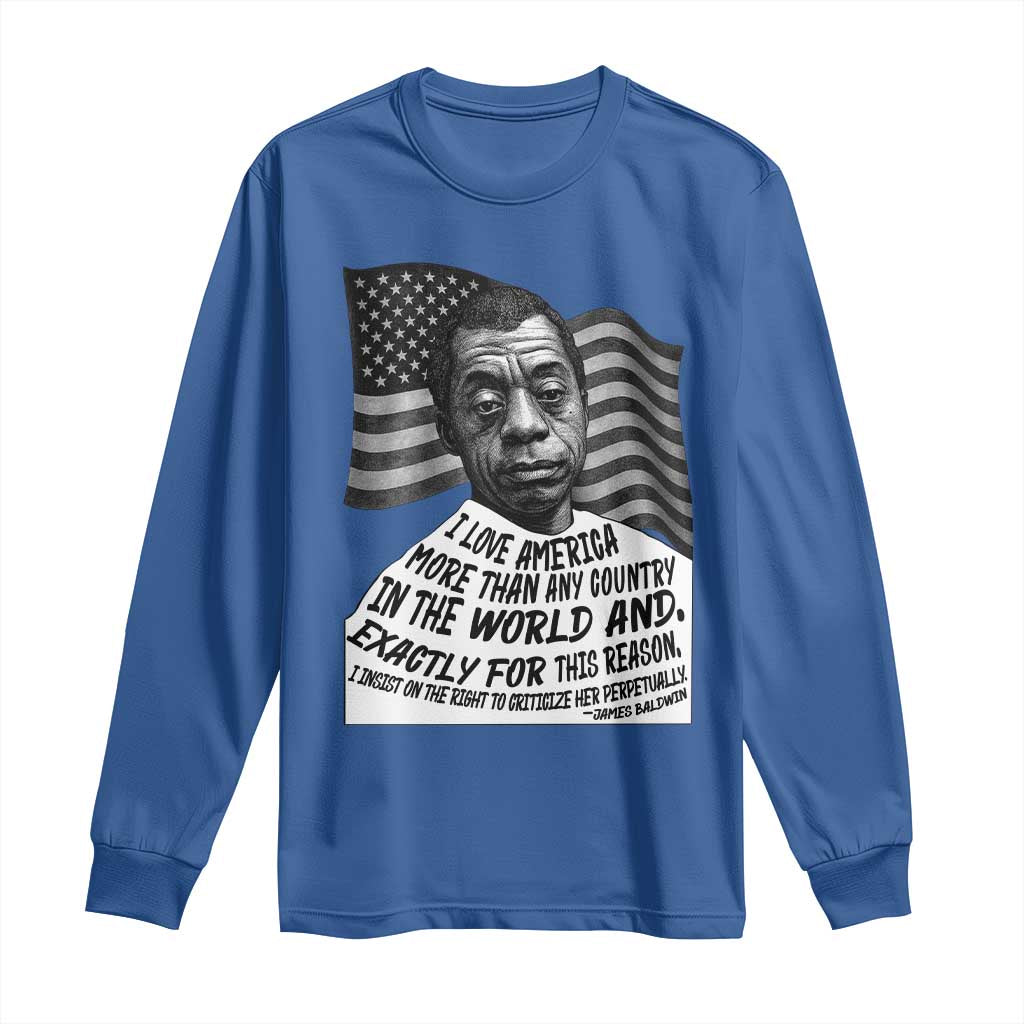 James Baldwin American Patriotic Long Sleeve Shirt I Love America More Than Any Country American Flag TS02 Royal Blue Print Your Wear