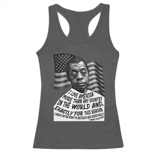 James Baldwin American Patriotic Racerback Tank Top I Love America More Than Any Country American Flag TS02 Dark Heather Print Your Wear