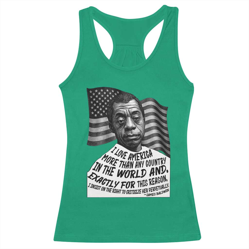 James Baldwin American Patriotic Racerback Tank Top I Love America More Than Any Country American Flag TS02 Irish Green Print Your Wear