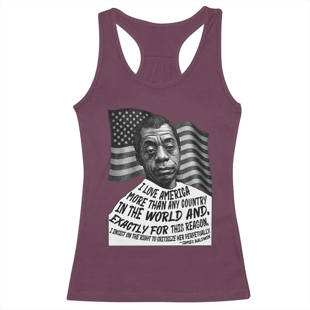 James Baldwin American Patriotic Racerback Tank Top I Love America More Than Any Country American Flag TS02 Maroon Print Your Wear