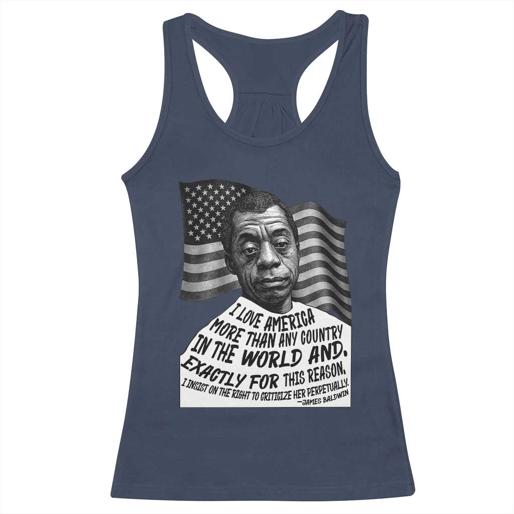James Baldwin American Patriotic Racerback Tank Top I Love America More Than Any Country American Flag TS02 Navy Print Your Wear