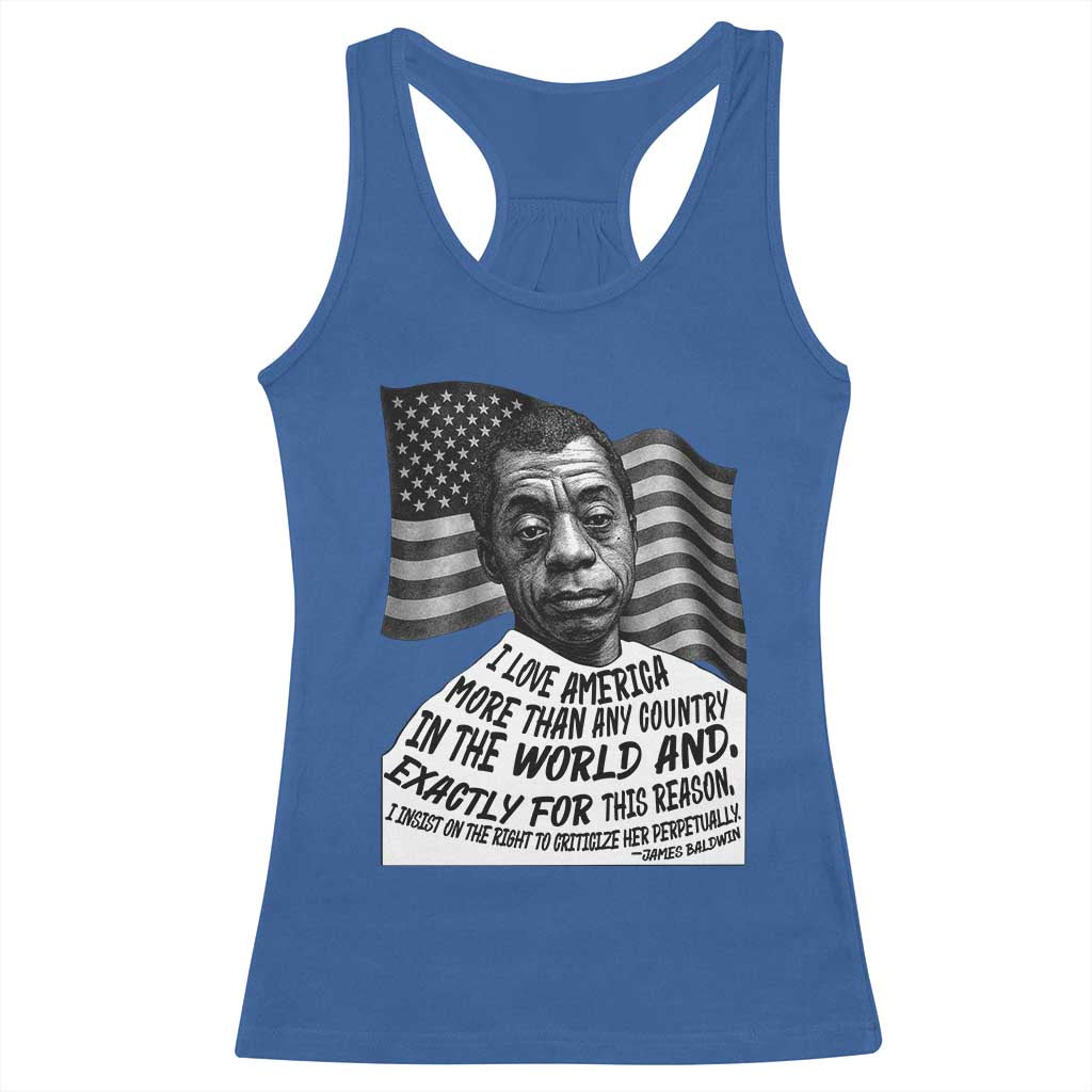 James Baldwin American Patriotic Racerback Tank Top I Love America More Than Any Country American Flag TS02 Royal Blue Print Your Wear