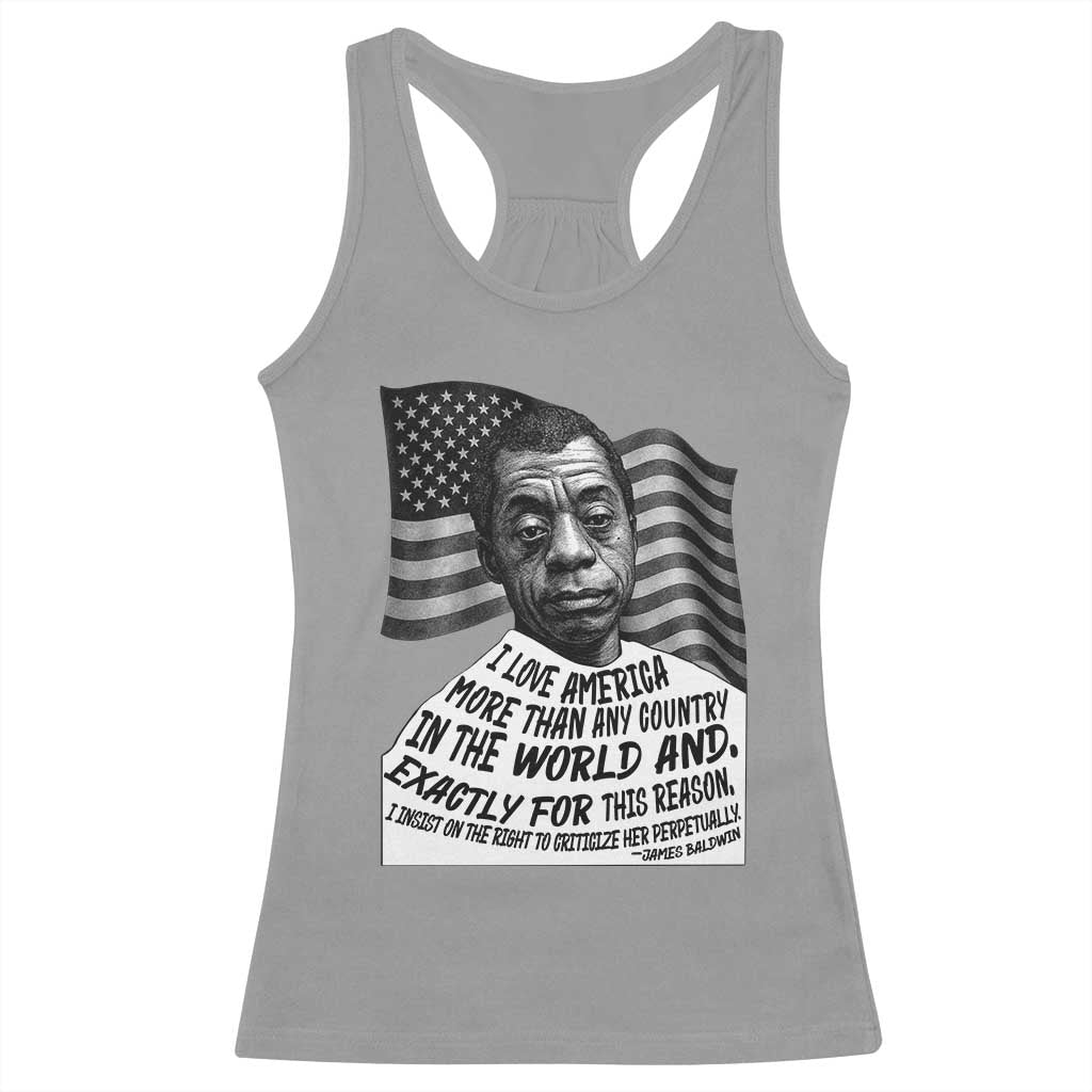 James Baldwin American Patriotic Racerback Tank Top I Love America More Than Any Country American Flag TS02 Sport Gray Print Your Wear