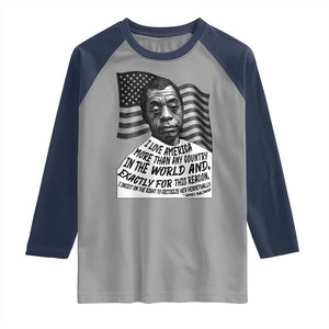 James Baldwin American Patriotic Raglan Shirt I Love America More Than Any Country American Flag TS02 Sport Gray Navy Print Your Wear