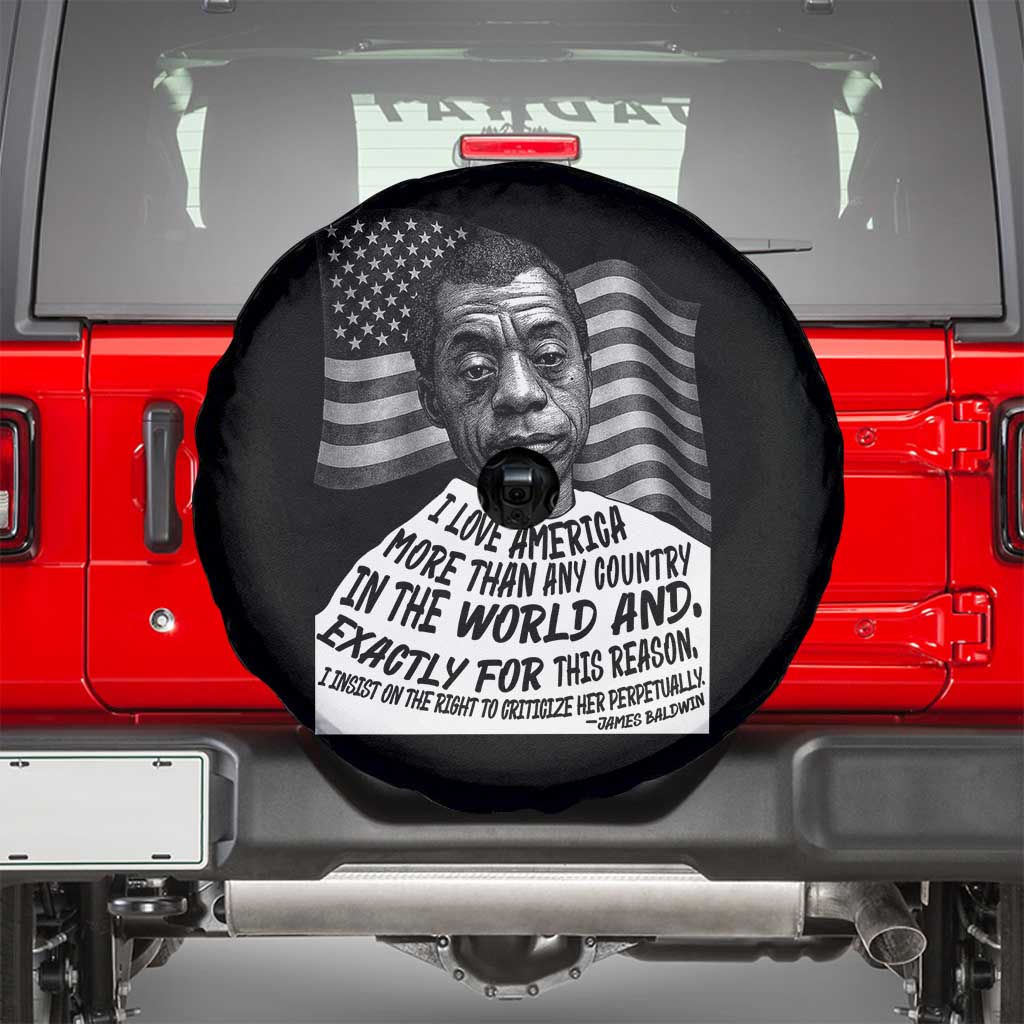 James Baldwin American Patriotic Spare Tire Cover I Love America More Than Any Country American Flag TS02 Black Print Your Wear