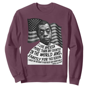 James Baldwin American Patriotic Sweatshirt I Love America More Than Any Country American Flag TS02 Maroon Print Your Wear