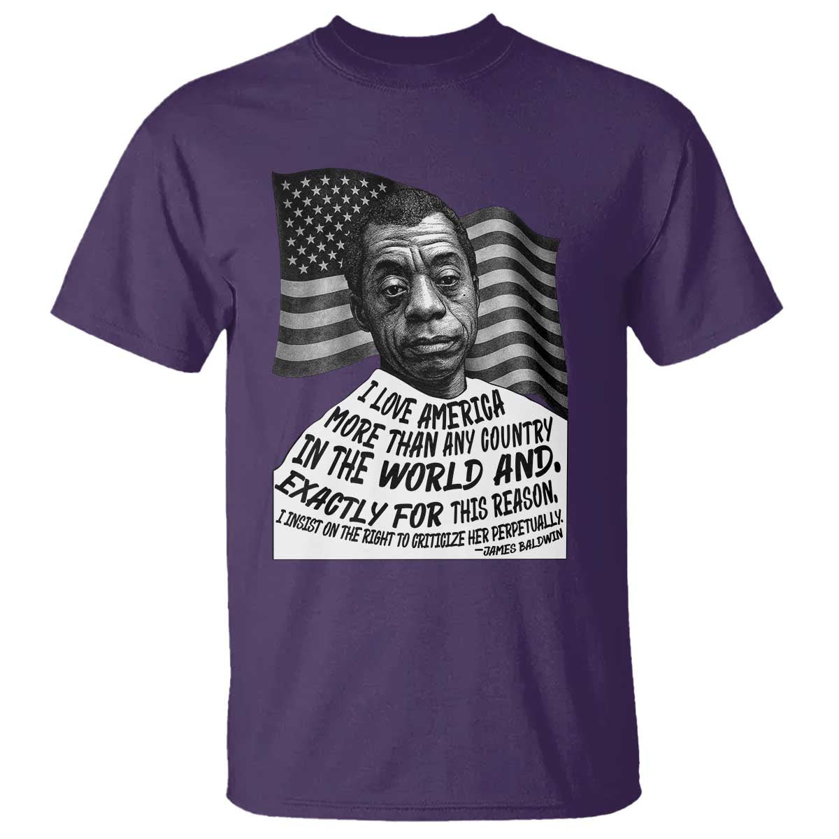 James Baldwin American Patriotic T Shirt I Love America More Than Any Country American Flag TS02 Purple Print Your Wear