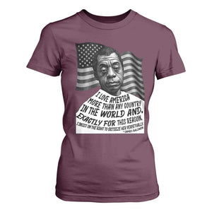 James Baldwin American Patriotic T Shirt For Women I Love America More Than Any Country American Flag TS02 Maroon Print Your Wear
