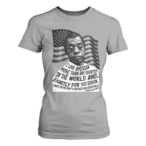 James Baldwin American Patriotic T Shirt For Women I Love America More Than Any Country American Flag TS02 Sport Gray Print Your Wear