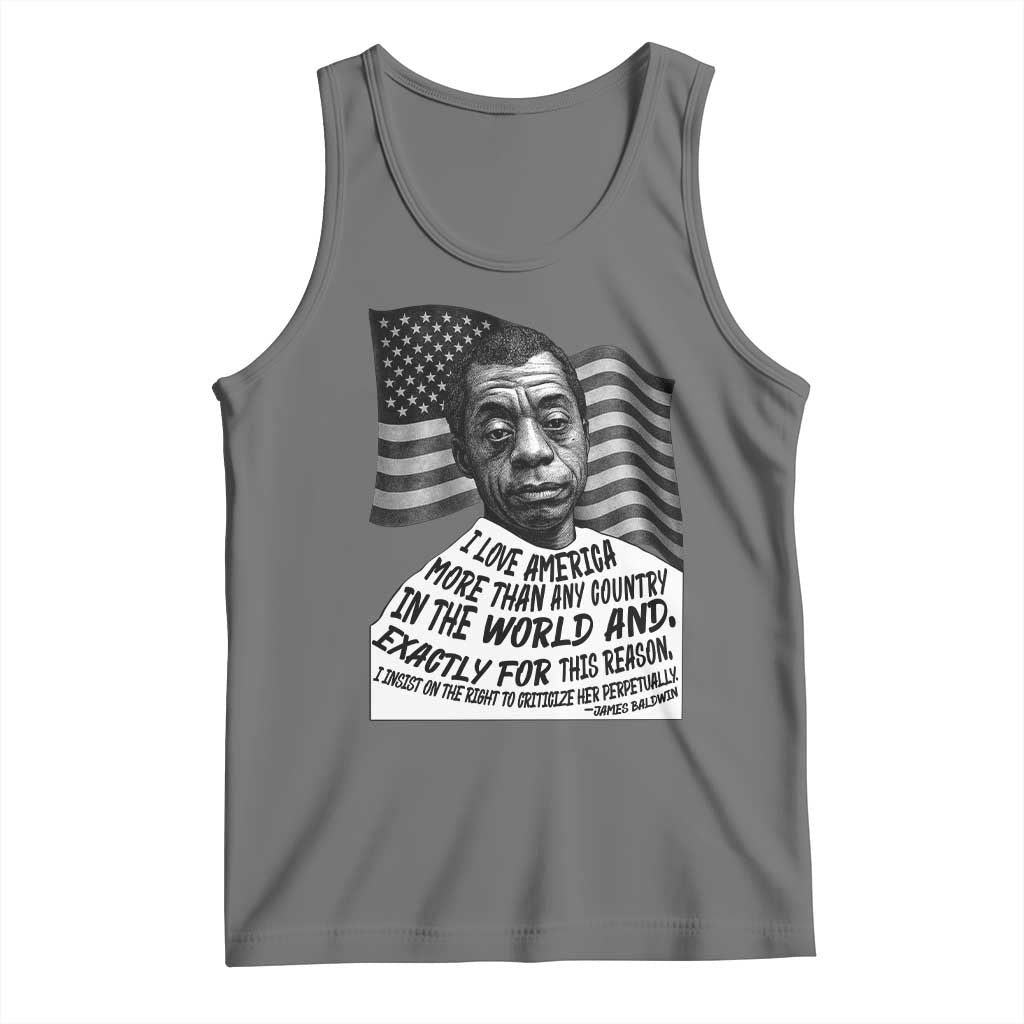 James Baldwin American Patriotic Tank Top I Love America More Than Any Country American Flag TS02 Black Heather Print Your Wear