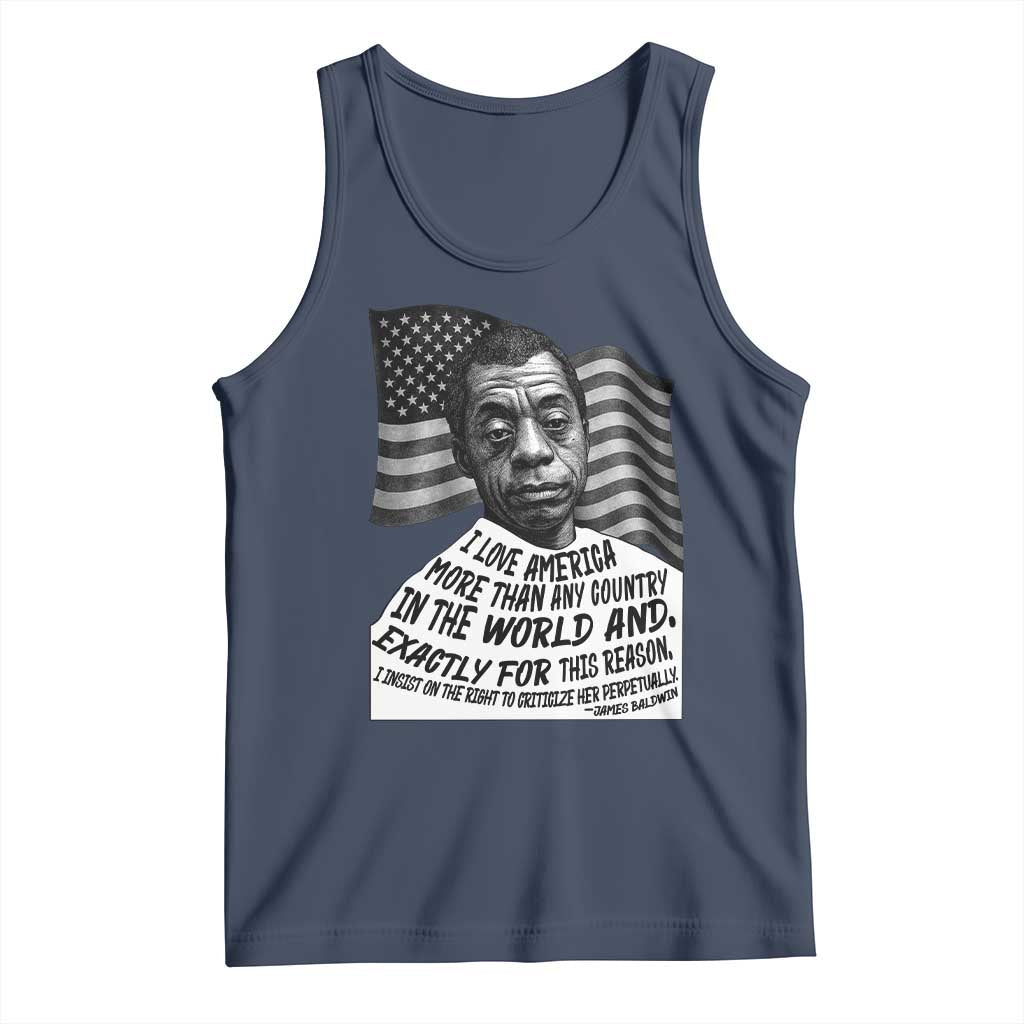 James Baldwin American Patriotic Tank Top I Love America More Than Any Country American Flag TS02 Navy Print Your Wear