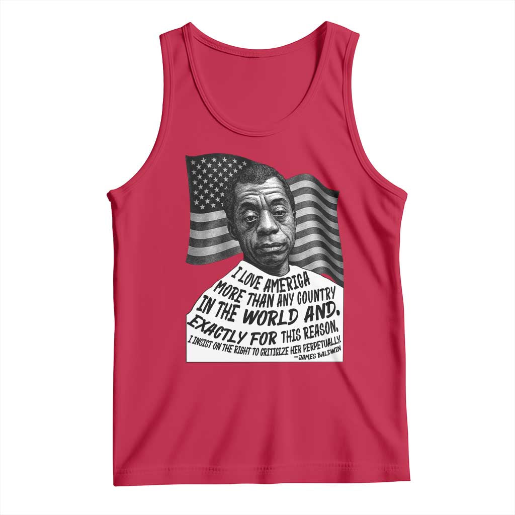 James Baldwin American Patriotic Tank Top I Love America More Than Any Country American Flag TS02 Red Print Your Wear