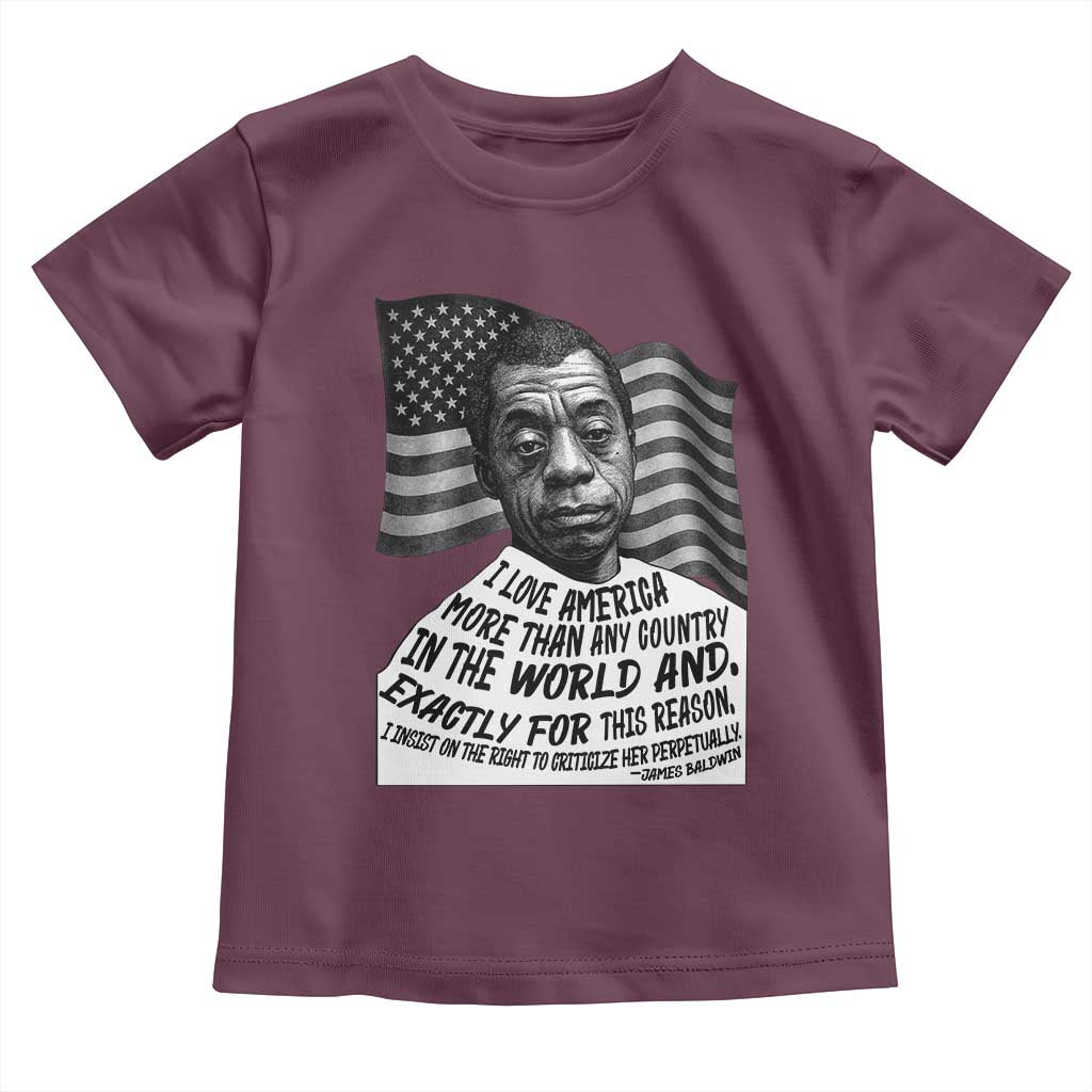 James Baldwin American Patriotic Toddler T Shirt I Love America More Than Any Country American Flag TS02 Maroon Print Your Wear